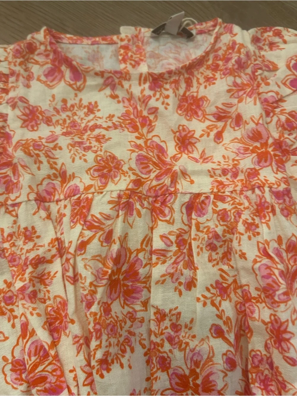 Baby Floral One-Piece Bodysuit in Pink and Orange